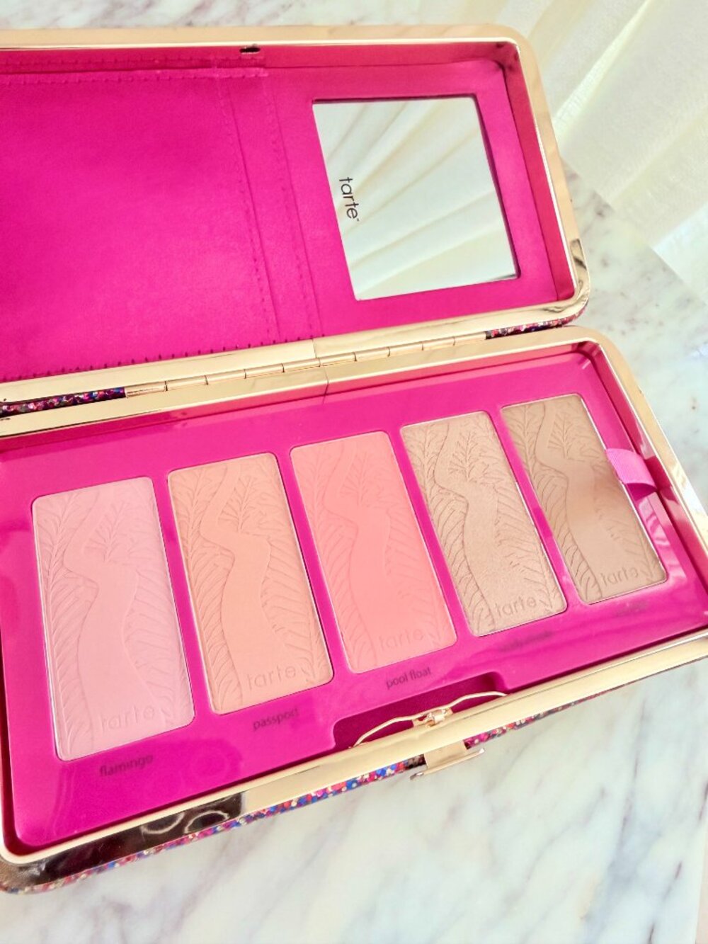 💄 TARTE Life of the Party Blush Bronzer Palette in Reusable Glitter Clutch Bag
